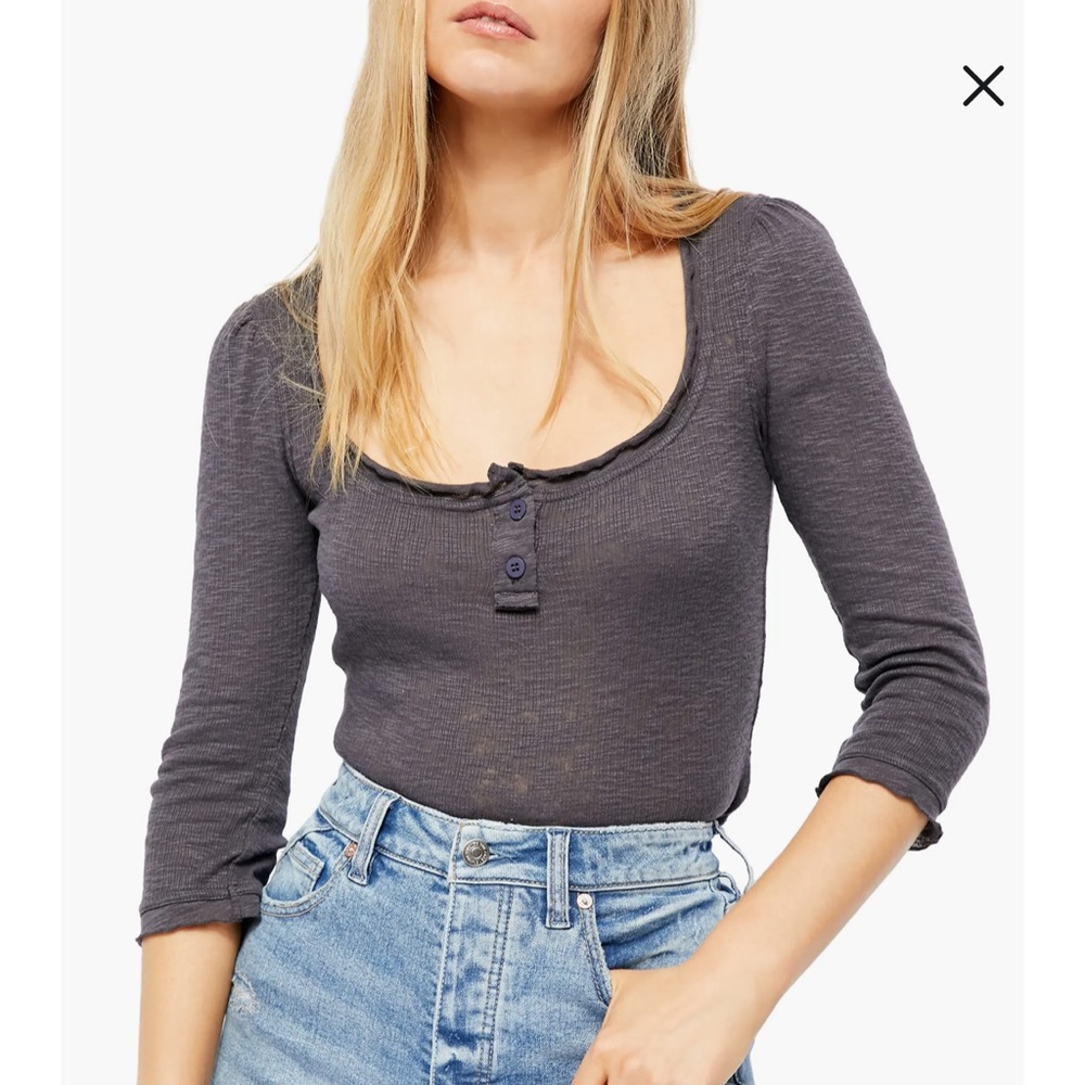 Grey long sleeve free people december sky OB1103281